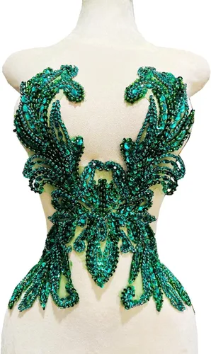 Miniatura 2 de Accesorios de apliques de encaje de diamantes de imitación hechos a mano puros cuentas de costura a mano piedras parches para vestido de novia