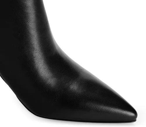 Miniatura 5 de Modatope Botas de cuero para mujer, con punta puntiaguda, tacón alto, botines plegables para mujer
