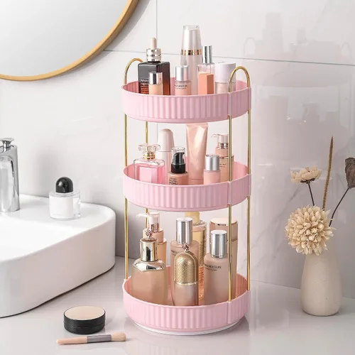 Miniatura 22 de Aveniee Organizador de maquillaje giratorio de 360 grados para tocador, organizadores de baño mejorados para perfume y cuidado de la piel