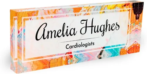 Miniatura 21 de Placa de Nombre de Escritorio de Acrílico Transparente Grueso Personalizada de 8x3" con Logo Personalizado - Decoración Profesional de Oficina