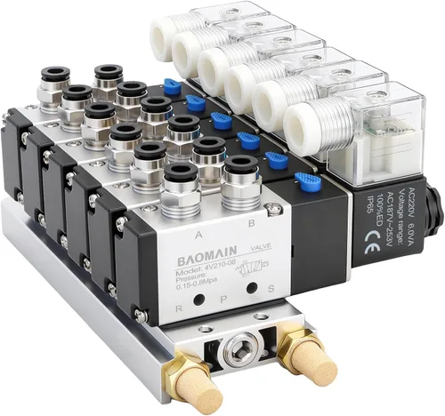 Miniatura 12 de Baomain 4V210-08 AC 220V 5/32" Quick Fitting 2 Posición 5 W Silenciador Base