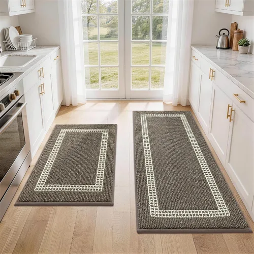 Miniatura 20 de COSY HOMEER Tapete de cocina antideslizantes, absorbentes para el piso, alfombra de cocina lavable, tapete de pie para fregadero, alfombra de Beige