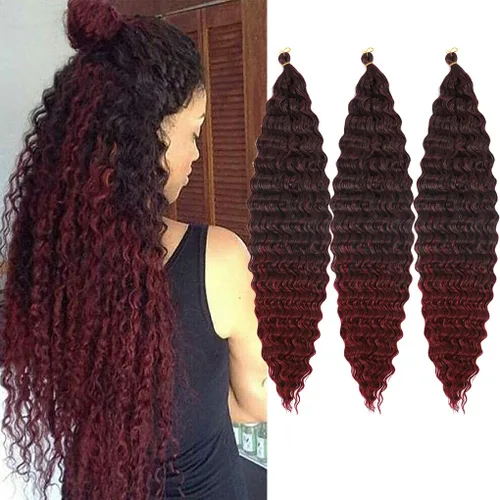 Miniatura 17 de 3 trenzas de ganchillo Passion Twist, cabello sintético preseparado para trenzar de 14 pulgadas, 3 paquetes de cabello trenzado pretrenzado