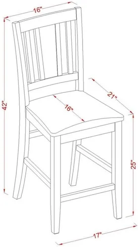 Miniatura 6 de East West Furniture YABU3-MAH-LC - Juego de pub de 3 piezas de altura de mostrador para espacios pequeños que contiene una mesa de comedor