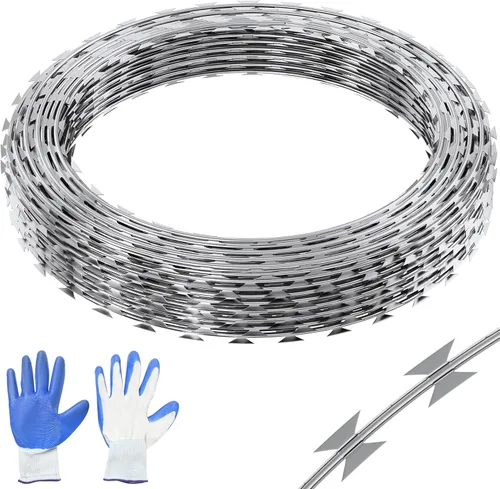 VEVOR Alambres de maquinilla de afeitar, alambre de púas de 246 pies, 5 rollos de alambre de maquinilla de afeitar cerca de maquinilla de afeitar,