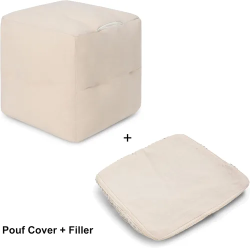 Miniatura 4 de REDEARTH · Puf acolchado otomano con relleno texturizado, cubo de almacenamiento, puf de asa, reposapiés para sala de estar, dormitorio, guardería