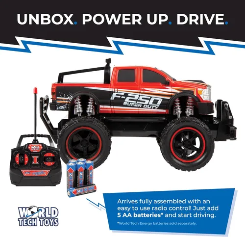 Miniatura 4 de World Tech Toys Ford F-250 Super Duty 1:24 RC Monster Truck – Eléctrico – Neumáticos todo terreno – Control de radio de función completa