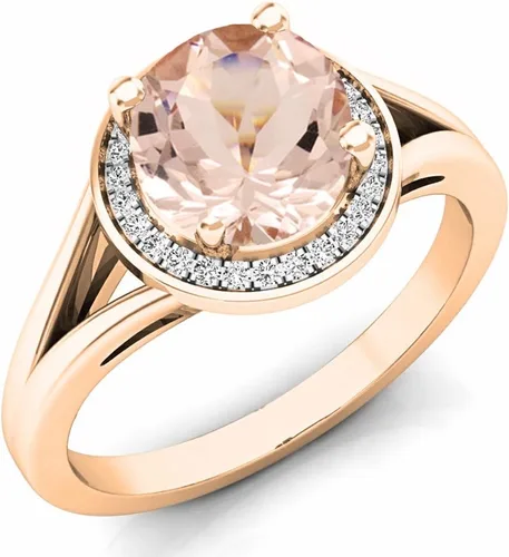 Miniatura 168 de Dazzlingrock Collection Anillo de compromiso redondo de 0.276 in con halo de diamante blanco y vástago dividido para ella en oro macizo de 14