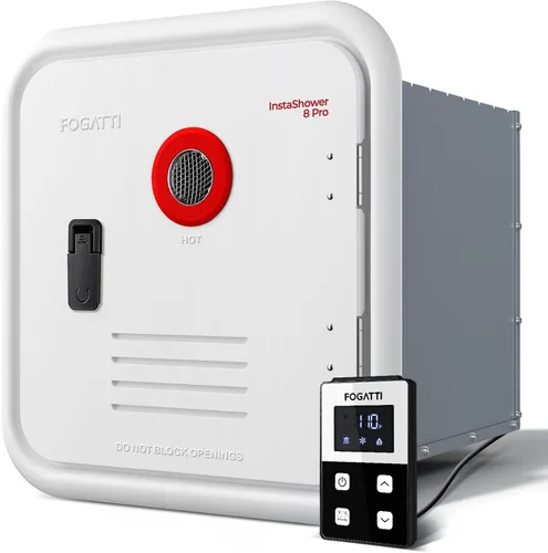 Miniatura 11 de FOGATTI - Calentador de agua sin tanque RV InstaShower 8 Plus, Gen 2, con puerta blanca de 15 x 15 pulgadas y control remoto, DC 12V, mejor
