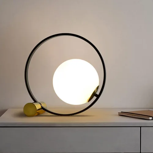 Miniatura 2 de Globe - Lámpara de mesa de noche, moderna lámpara de mesa de noche de cristal de mediados de siglo, lámpara de escritorio dorada para dormitorio, 1