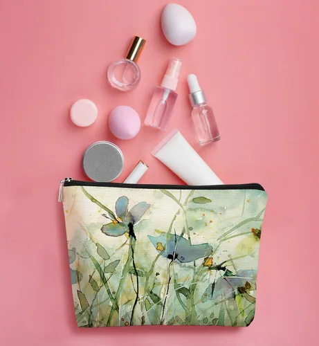 Miniatura 3 de Bolsa de maquillaje floral, bolsa de cosméticos de flores, bolsa de maquillaje estética, bolsa de maquillaje pequeña, bolsa de maquillaje