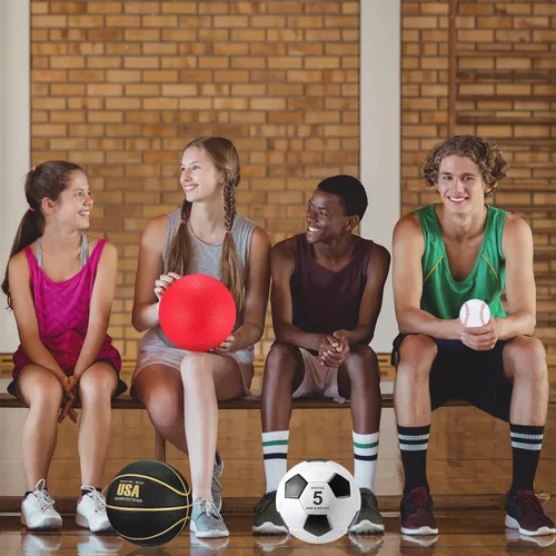 Miniatura 5 de Leyndo Juego de 18 Pelotas Deportivas a Granel Baloncesto Fútbol Americano Voleibol Fútbol Soccer Parque Infantil Béisbol con Bolsa de Equipo Varios