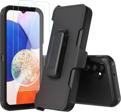 Miniatura 6 de Funda compatible con Samsung Galaxy A14 5G, con clip para cinturón, resistente, a prueba de golpes, protección de cuerpo completo, con función atril