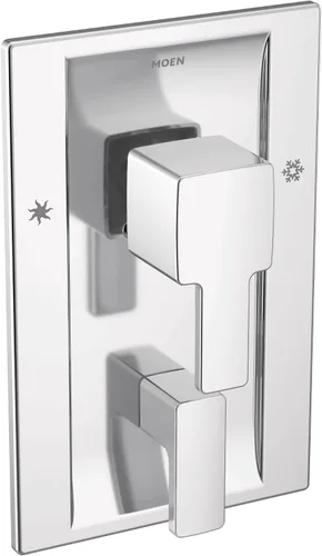 Miniatura 4 de Moen Válvula de ducha Posi-Temp de níquel cepillado de 90 grados con kit de ajuste de válvula de transferencia de 3 funciones incorporada, requiere