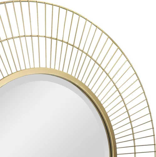 Miniatura 3 de Stonebriar Espejo de pared redondo de alambre de metal dorado de 28 pulgadas con colgador adjunto, decoración moderna decorativa para la sala