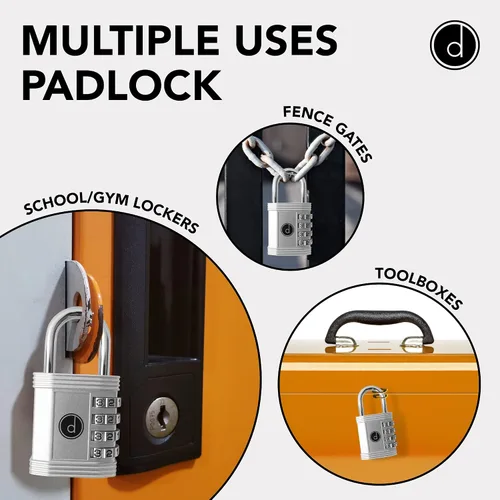 Miniatura 2 de Candado: cerradura de 4 dígitos de combinación para lockers de gimnasios, deportes, escuelas & empleados, aire libre, vallas y almacenamientos. Todo