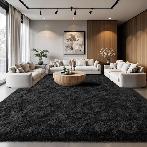 Miniatura 83 de Zentavio Alfombras de área para sala de estar, alfombras grises para dormitorio, alfombra de 4 x 6, alfombra mullida, peluda y suave, shag estética