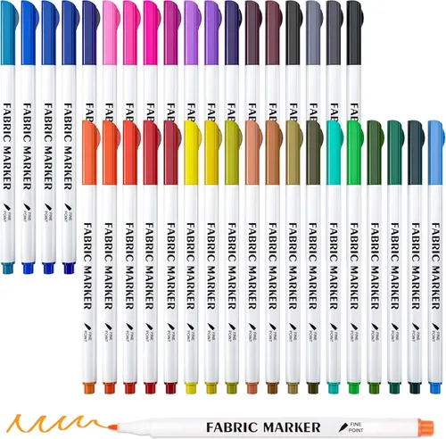 Lelix - Marcadores de tela, 36 colores permanentes para escribir, pintar en camisetas, ropa, tenis, lienzo, seguro para niños y adultos