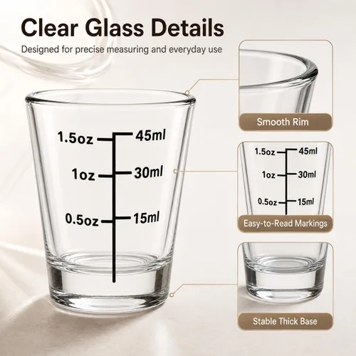 Miniatura 3 de Paquete de 12 vasos de chupito de 1.8 onzas a granel con base pesada, juego de vasos de chupito de medición transparentes para café, vodka, tequila