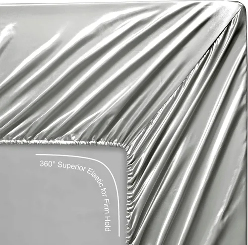 Miniatura 7 de Lanest Housing Sábanas de satén de seda, tamaño California King, juego de sábanas de satén con bolsillos profundos, sábanas de satén refrescantes