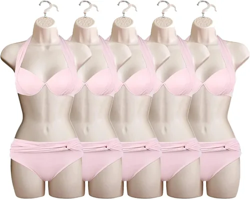 Miniatura 8 de Maniquí Femenino de Cadera de Torso Largo Espalda Hueca Cuerpo Apilable Forma de Vestido con Gancho Colgante para Exhibición de Camisetas, Encimera