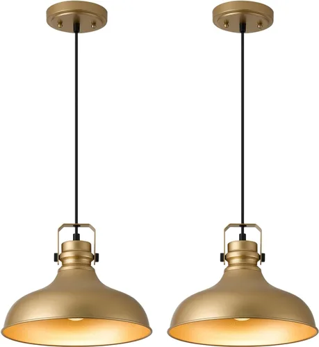 Miniatura 18 de Luces Colgantes de Granja de Níquel Cepillado Iluminación Colgante Mate para Isla de Cocina Industrial Altura Ajustable Vintage Luminarias Colgantes