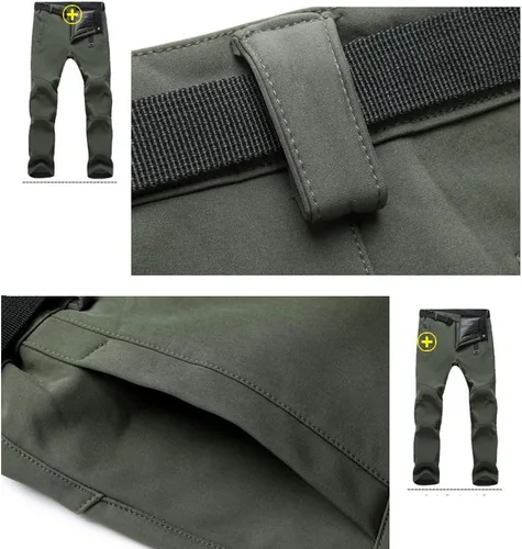Miniatura 6 de TBMPOY - Pantalones de esquí de nieve impermeables con forro polar para hombre, para senderismo, montaña, revestimiento suave con cinturón