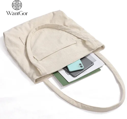Miniatura 5 de WantGor Bolso de mano de pana para mujeres, bolsos de hombro estilo hobo grandes, bolsos casuales de gran capacidad para compras y trabajo