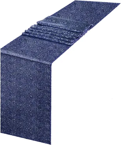 Miniatura 15 de JYFLZQ Camino de mesa de lentejuelas negras de 12 x 72 pulgadas, manteles de mesa de tela con lentejuelas negras brillantes - Caminos brillantes