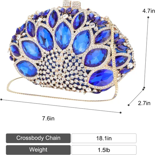Miniatura 5 de Evevictor Bolso de mano, bolso de noche, bolsa de dinero pequeña con diamantes de imitación para cóctel, graduación, boda, fecha