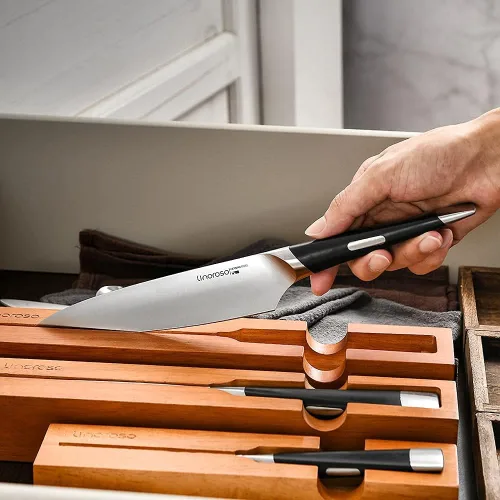 Miniatura 5 de linoroso Cuchillo de chef de cocina ultra afilado, cuchillo de cocina alemán de alto carbono forjado de precisión de 7 pulgadas, cuchillo de corte