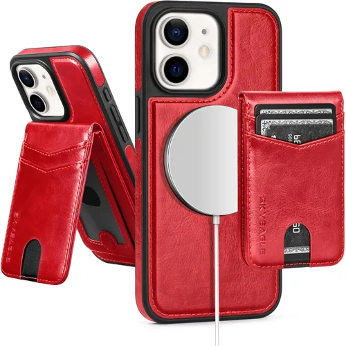 Miniatura 40 de SkyEagle Magsafe - Funda magnética 2 en 1 desmontable para iPhone 11 Pro Max con tarjetero, para mujeres y hombres, piel sintética con bloqueo RFID
