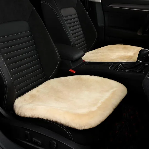 Miniatura 24 de LLB Fundas de asiento de asiento de automóvil de oveja genuina para automóviles, camiones, SUV, almohadilla protectora de asiento cómoda para Gris