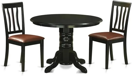 Miniatura 13 de East West Furniture SHAN5-BLK-C - Juego de mesa y sillas de cocina de 5 piezas, incluye una mesa de comedor redonda con pedestal y 4 sillas