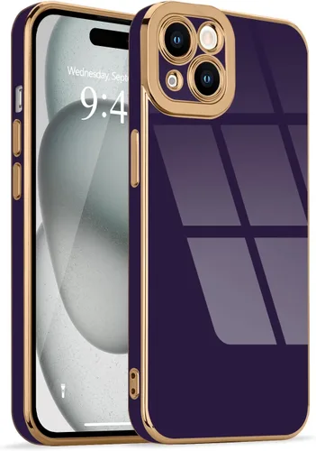 Miniatura 94 de Lafunda Diseñada para iPhone 13 Pro, fundas lujosas con chapado lindo para mujeres y niñas, elegante borde dorado, a prueba de golpes, TPU con funda