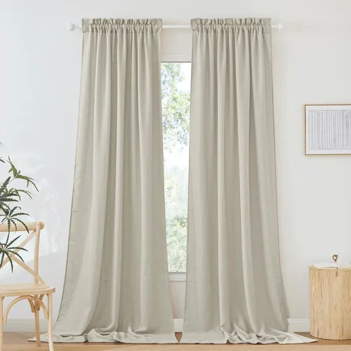 Miniatura 18 de RYB HOME Cortinas extralargas de 108 pulgadas de largo, transpirables con bolsillo para barra, cortinas traslúcidas blancas para sala de estar