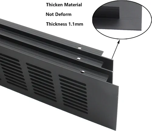 Miniatura 5 de 2 fundas para ventilación de aire, rejilla de ventilación de aleación de aluminio negro rectangular con listones de metal para armario, estufa
