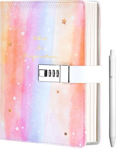 Miniatura 9 de CAGIE Diary with Lock for Girls Age 8-12,Birthday Gifts for 9 10 11 12 Year Old Girls, Tie Dye Design 192 Pages Diary with Pen, 5.7 x 8.5 Inch Azul