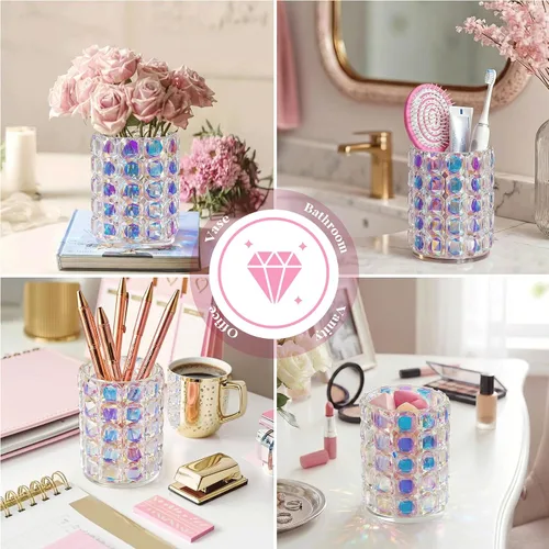 Miniatura 6 de Organizador de maquillaje, soporte para brochas de maquillaje, soportes multifuncionales iridiscentes para cepillos de dientes, soporte Qtip