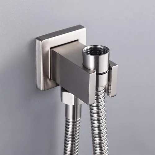 Miniatura 6 de Codo de suministro de pared con soporte de ducha de mano, conector de manguera de ducha cuadrado de latón G1/2, salida de agua de montaje en pared