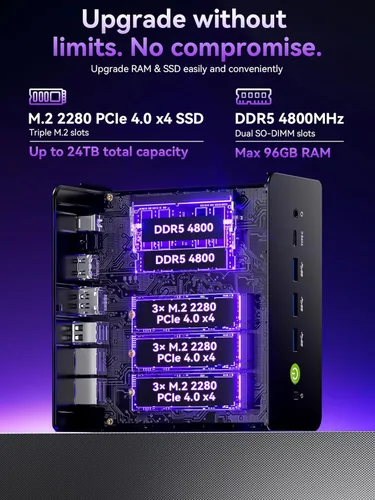 Miniatura 7 de GMKtec K15 AI Mini PC Oculink Intel Ultra 5 125U Procesador 16GB DDR5 1T SSD, computadora de escritorio AI Boost, expansión de almacenamiento 3X M.2
