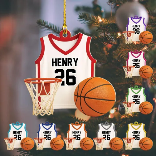 Miniatura 14 de Adorno Personalizado de Baloncesto 2025 - Adorno de Jugador de Baloncesto - Adornos de Árbol de Navidad de Baloncesto - Regalos de Jugador de Bkb 5