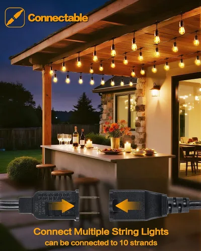 Miniatura 8 de Luces de Cadena para Exteriores, LED Súper Brillantes - 96 PIES 30 Bombillas S14 (2 de Repuesto), IP65 Resistente al Agua, Grado Comercial e