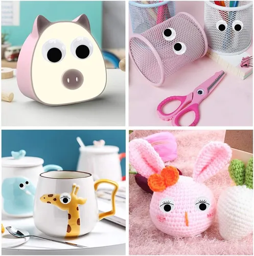 Miniatura 6 de 1210 piezas Googly Wiggle Eyes autoadhesivas, para manualidades, varios tamaños de 0.157 in a 0.984 in para bricolaje ZZYI 1210