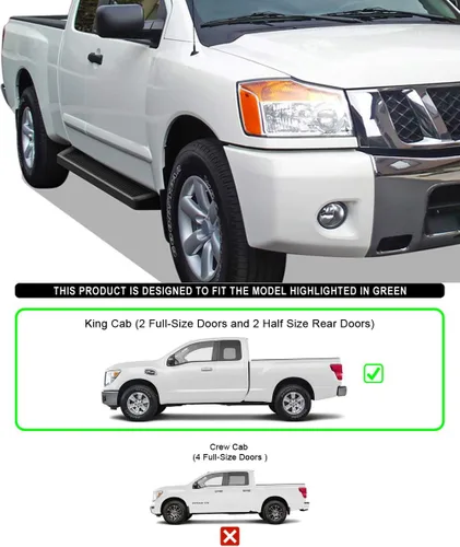 Miniatura 6 de HD Ridez Estribo de 6 pulgadas, color negro, compatible con Nissan Titan 2004-2025 King Cab (excluye modelos 2016) y Titan XD 17-19