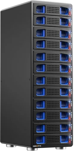 Miniatura 9 de CENMATE Caja de disco duro de 4 bahías con ventilador de enfriamiento para HDD/SSD SATA de 2.5/3.5" con cable USB A/C 3.0, Caja de disco duro sin