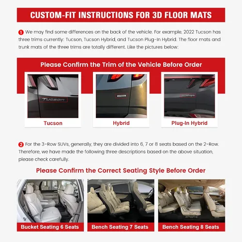 Miniatura 9 de IKON MOTORSPORTS Alfombrillas de suelo de TPE 3D, compatibles con Ford Maverick 2.5L Hybrid 2022-2026, revestimientos antideslizantes impermeables