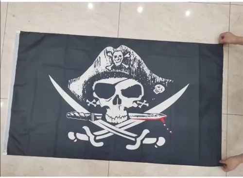 Miniatura 3 de Bandera de cuchillo cruzado y bandera Jolly Roger (bufanda roja), paquete de 2 banderas piratas de 3 x 5 pies para diseño interior y exterior
