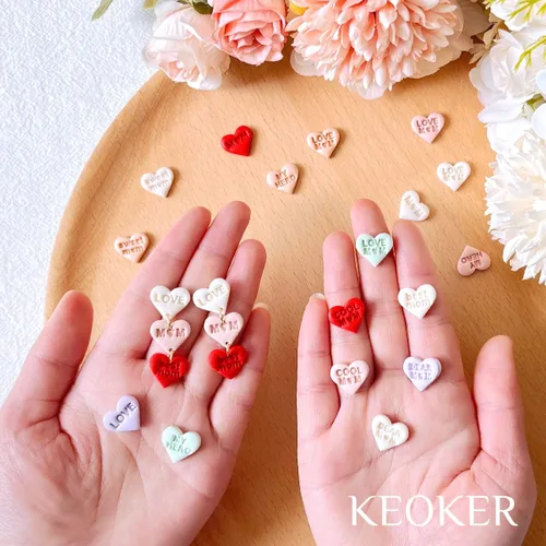 Miniatura 5 de KEOKER Cortadores de arcilla polimérica de corazón para mamá, cortadores de aretes de arcilla para el día de la madre, 9 formas de mensajes