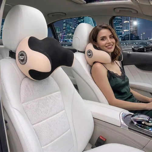 Miniatura 9 de SPRFUFLY Paquete de 2 almohadas para reposacabezas de coche, almohada de nube para coche con correa ajustable - 100% espuma viscoelástica y funda
